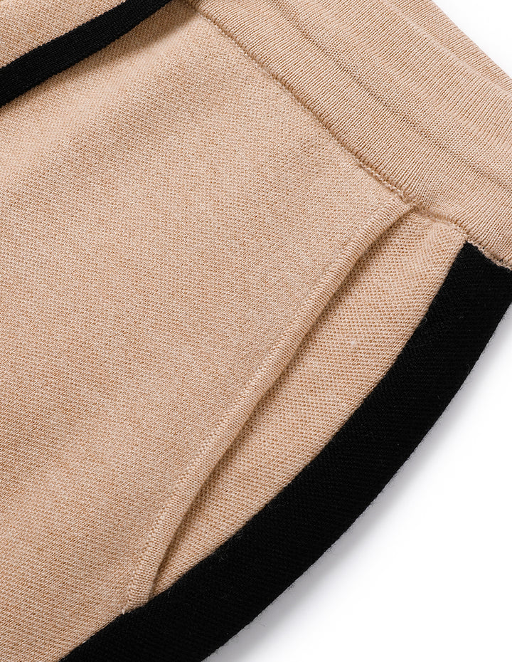 MARYLING Camel Contrast Knitted Trousers