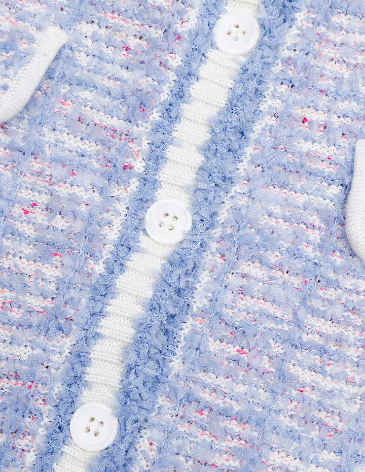 MARYLING Powder Blue Round Neck Knitted Cardigan