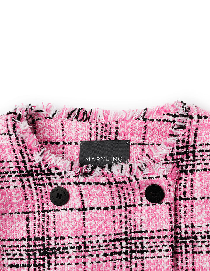 MARYLING Checked Tweed Bomber Jacket