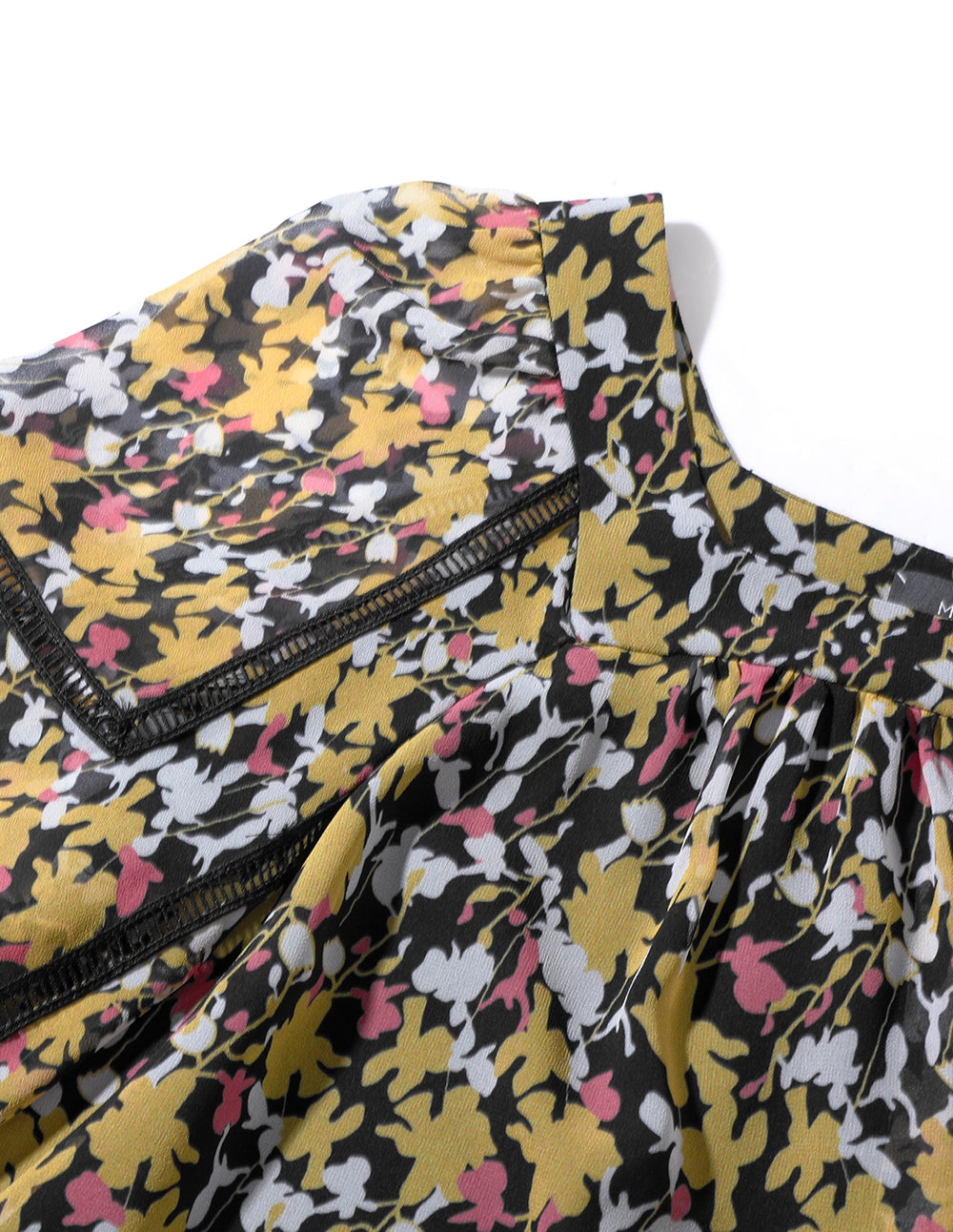 MARYLING Square Collar Puffed Sleeves Print Top