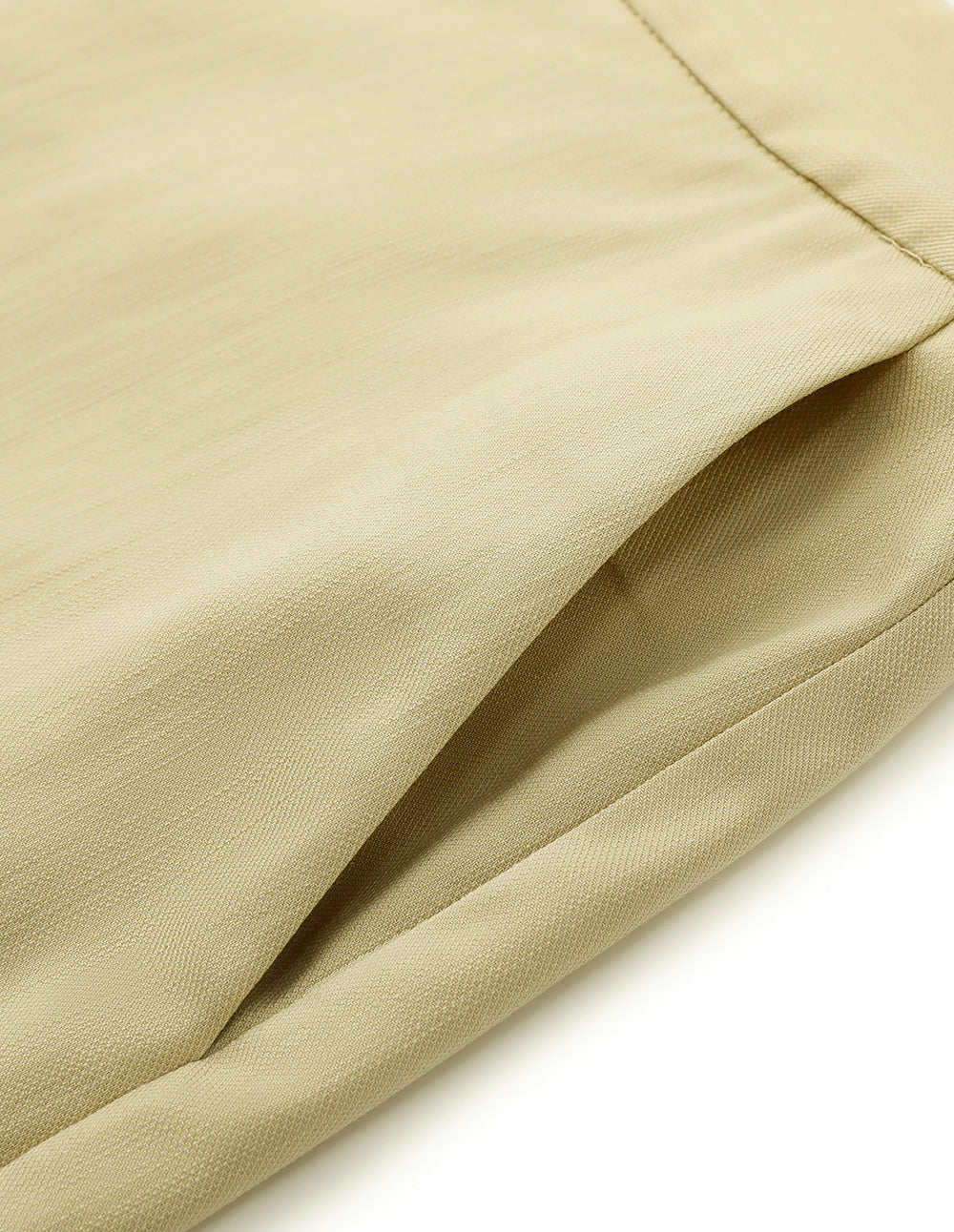 MARYLING Sand Mid-Rise Diagonal Pocket Shorts