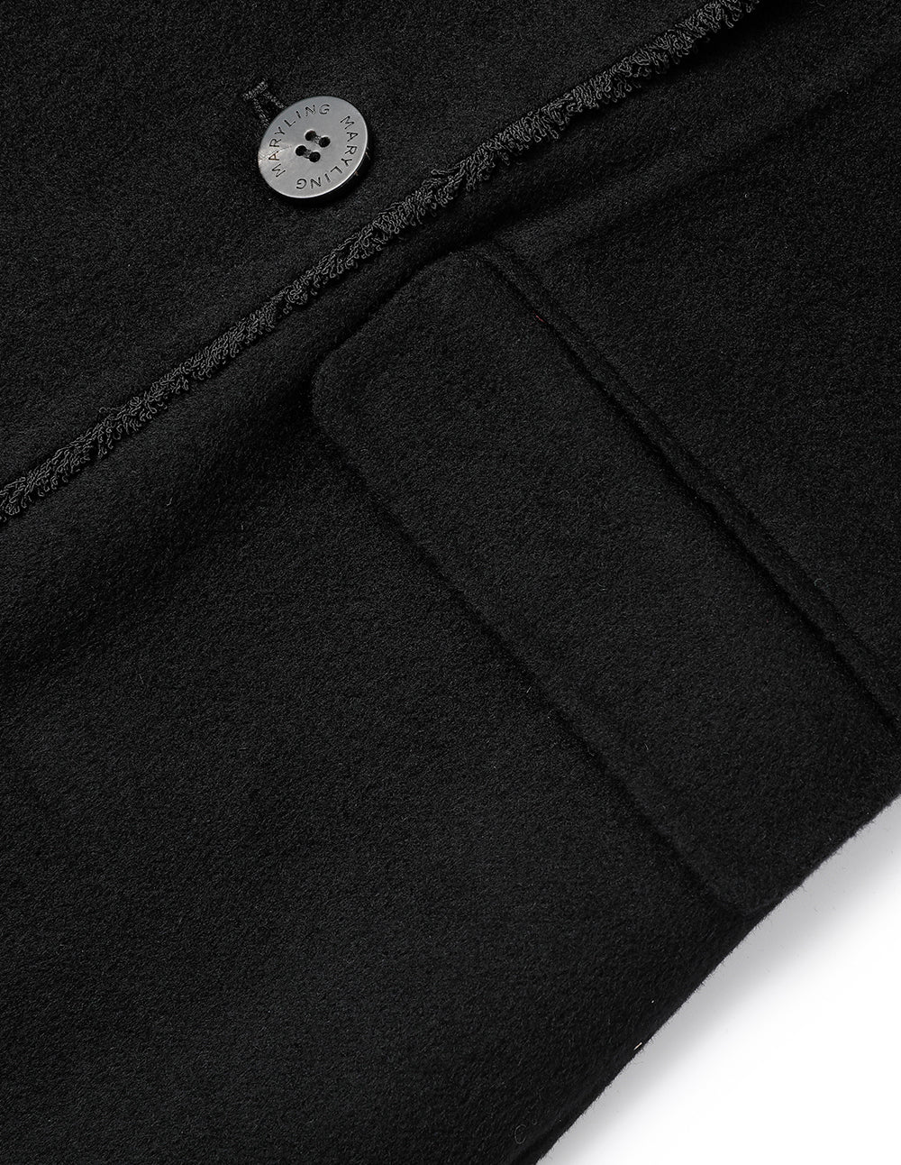 MARYLING Black Classic Suit Collar Midi Wool Coat