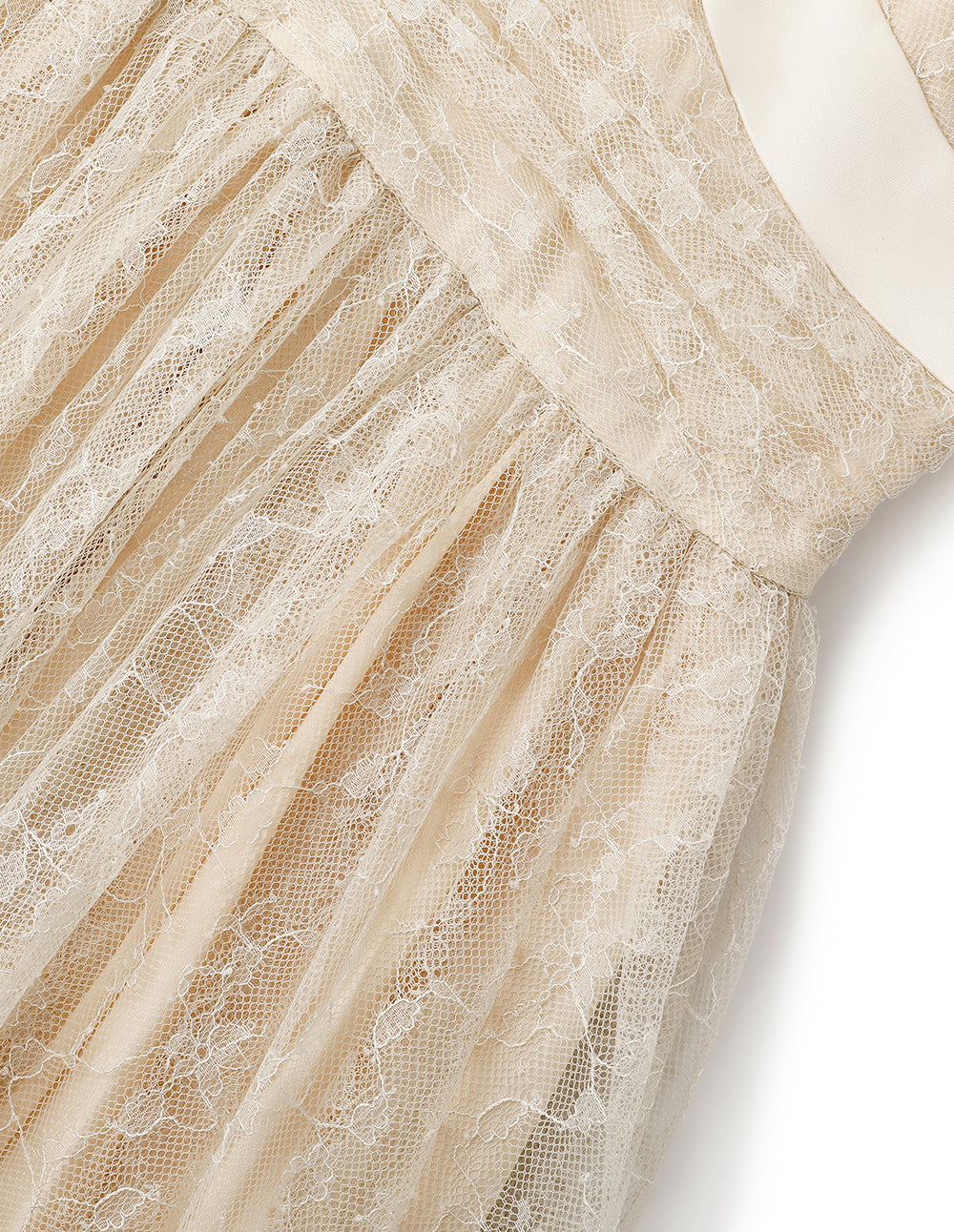 MARYLING Champagne V-Neck Lace Gown Dress