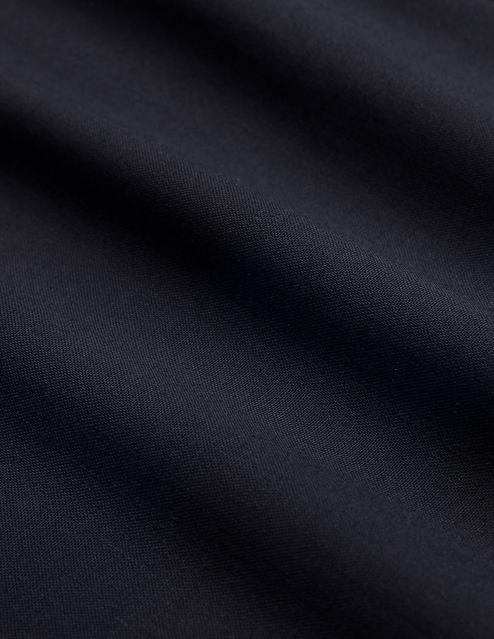 MARYLING Dark Blue Curved Line Slit Detail Straight Skirt