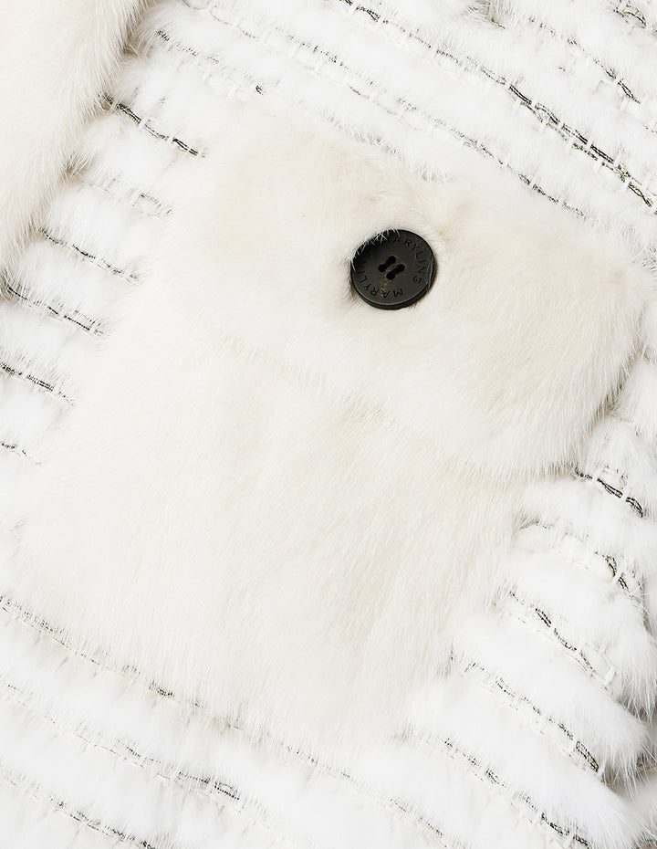 MARYLING Luxury White Panel Tweed Jacket