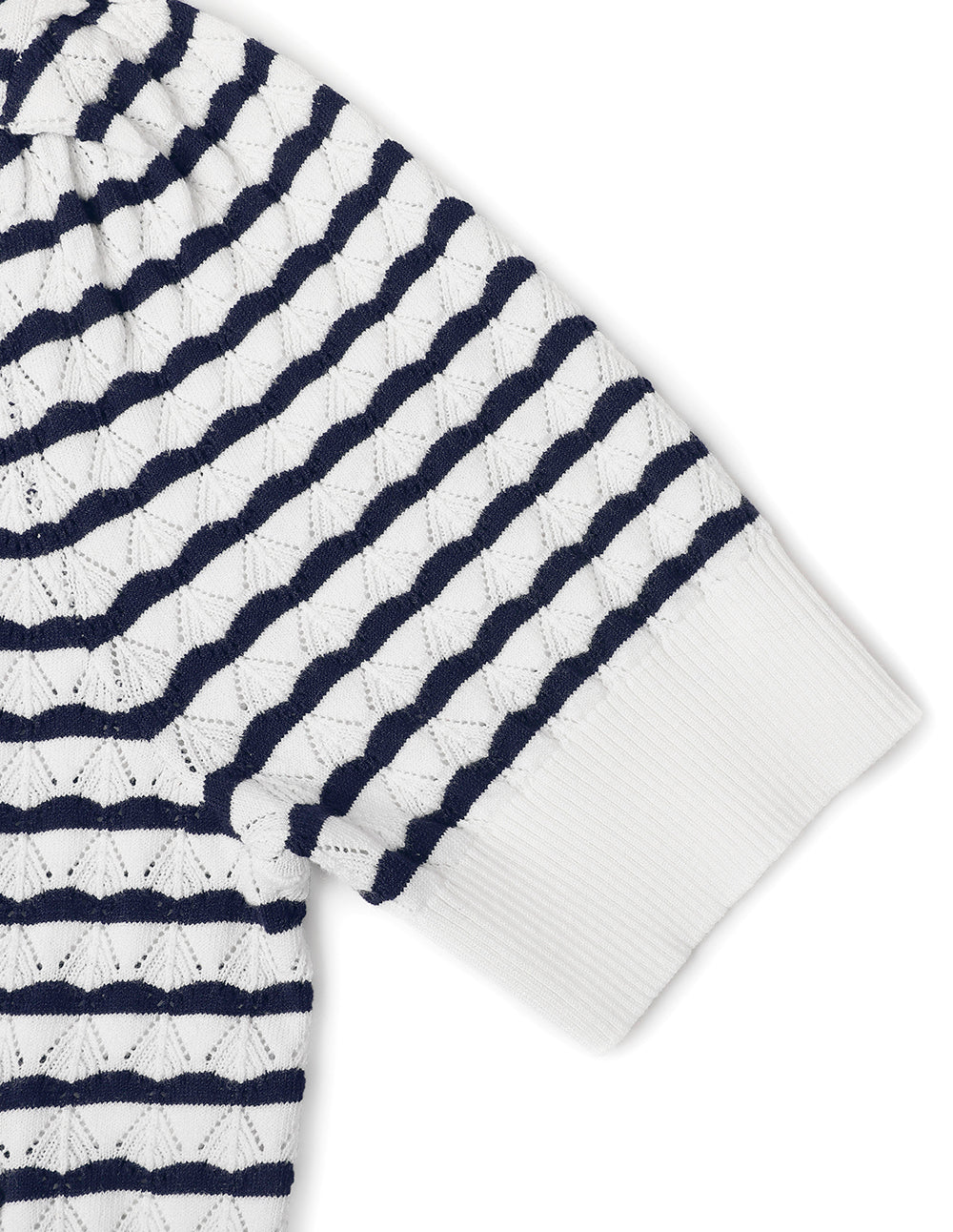 MARYLING Black And White Striped V-Neck Knitted Cardigan