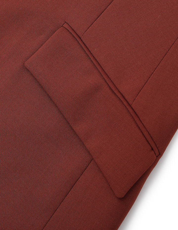 MARYLING Brick Red Wool Button-Down Blazer