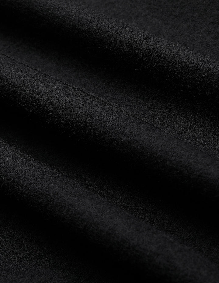 MARYLING Black Button-Sleeve Detail Belted Jacket