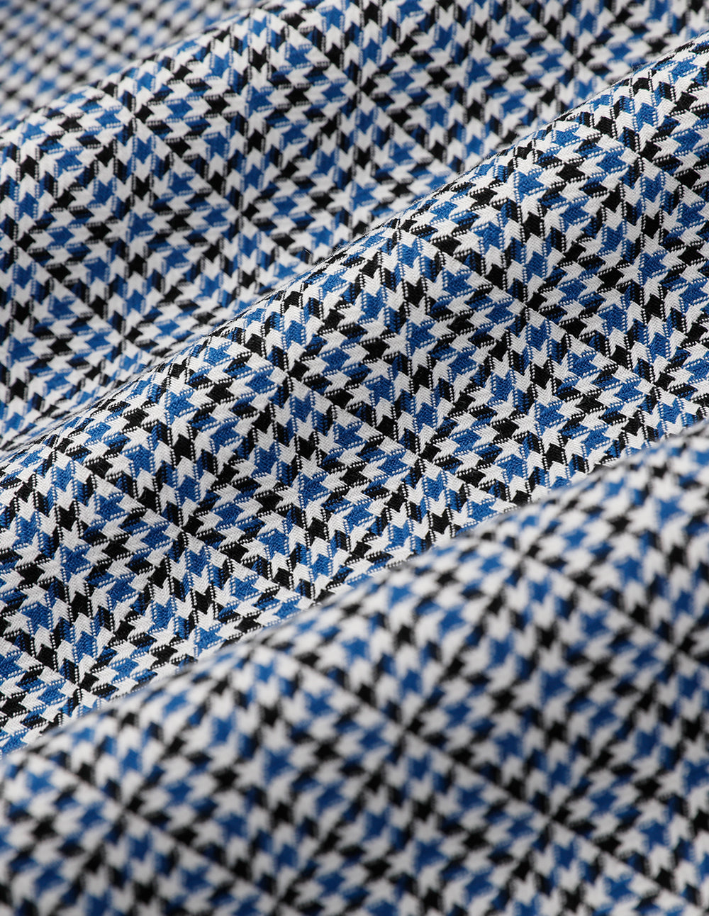 MARYLING Blue And White Grid Houndstooth Contrast Button A-Line Skirt