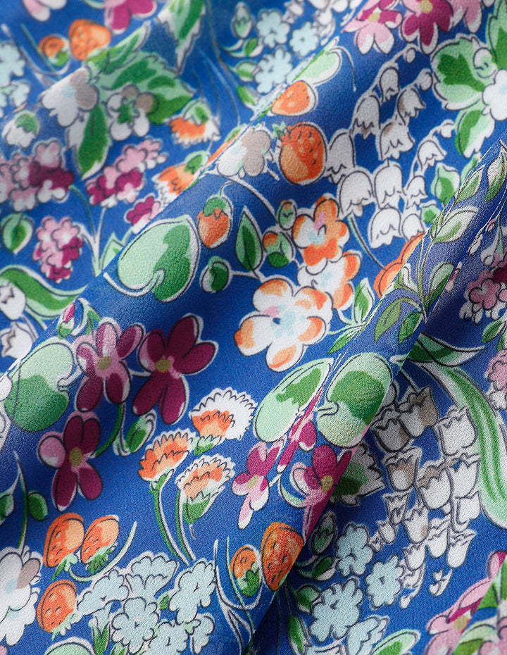 MARYLING Colour Shirt Collar Waist Pleated Puff Sleeve Dress