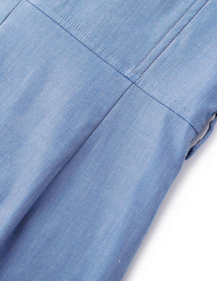 MARYLING Denim Blue Vintage Puff Sleeve Jumpsuit