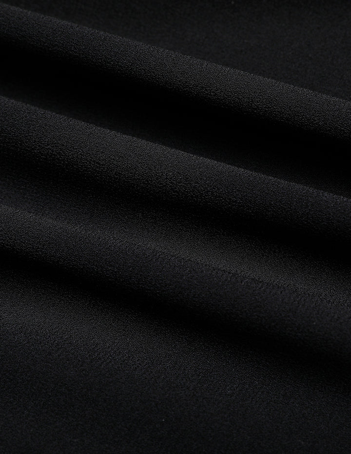 MARYLING Black Curve-Cut Bright Line Detail Skirt