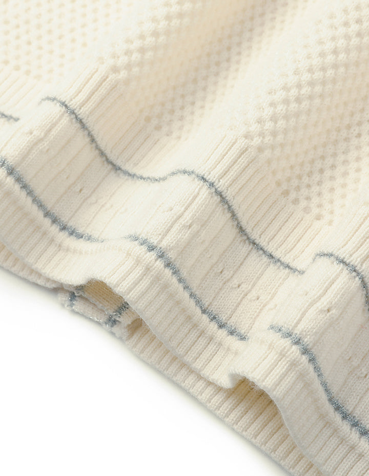 MARYLING Off-White Crewneck Knit Cardigan