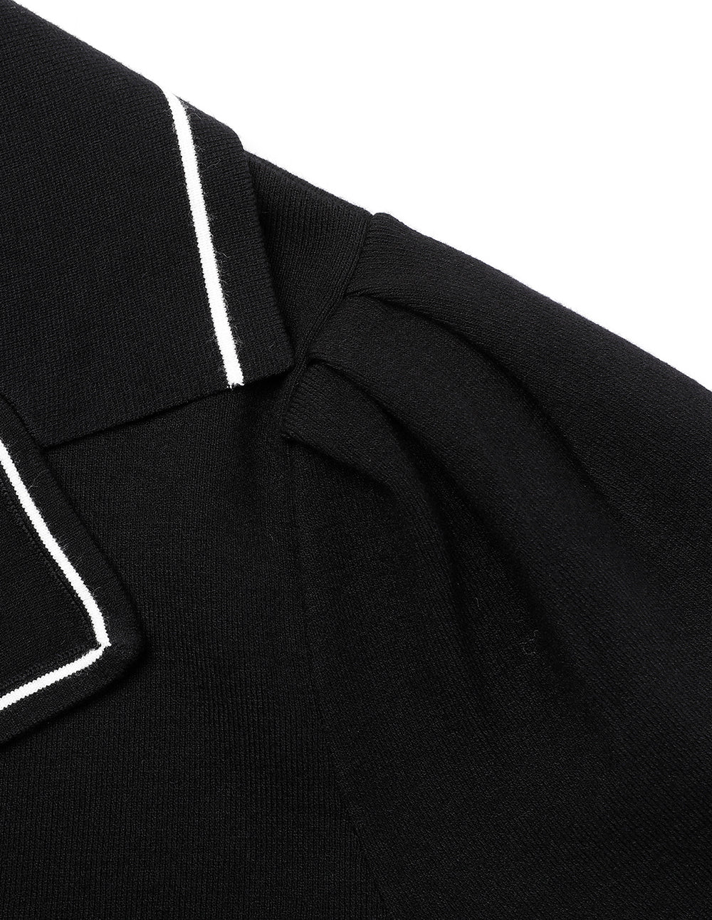 MARYLING Lapel Short Puff Sleeve Double-Breasted Knitted Top