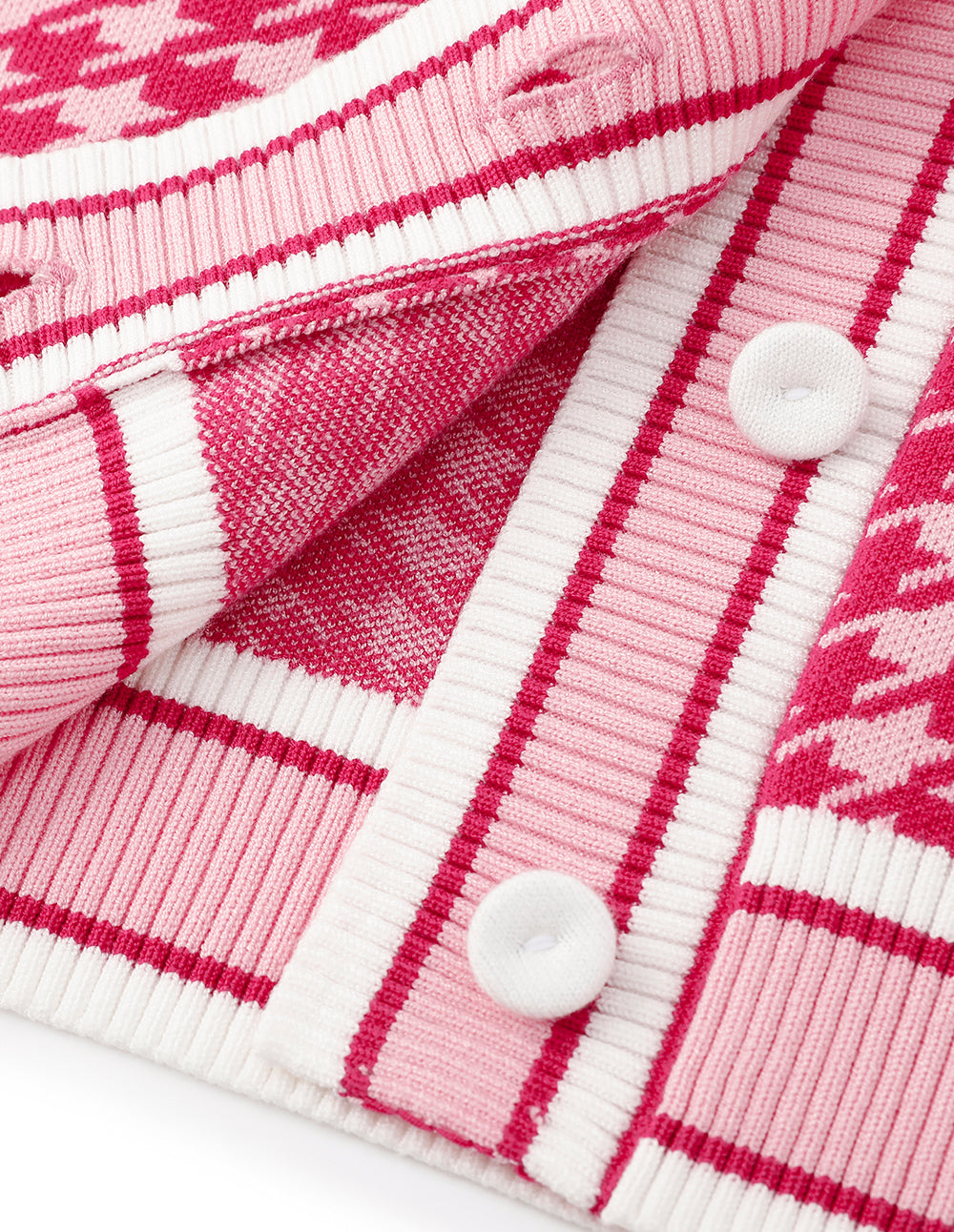 MARYLING Berry Check Jacquard Cardigan