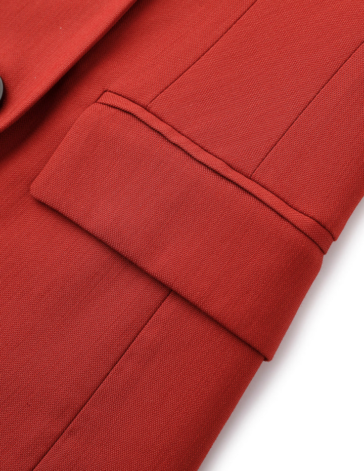 MARYLING Orange Double Breasted Blazer With V-Slit Hem