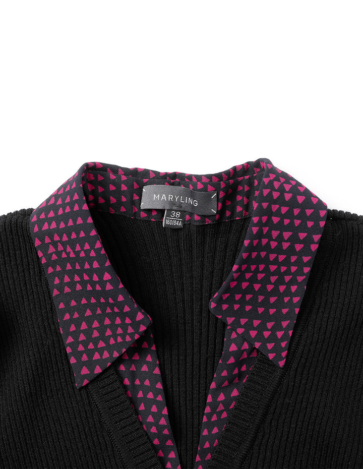 MARYLING Shirt Collar Knit Woven With Printed Shirt