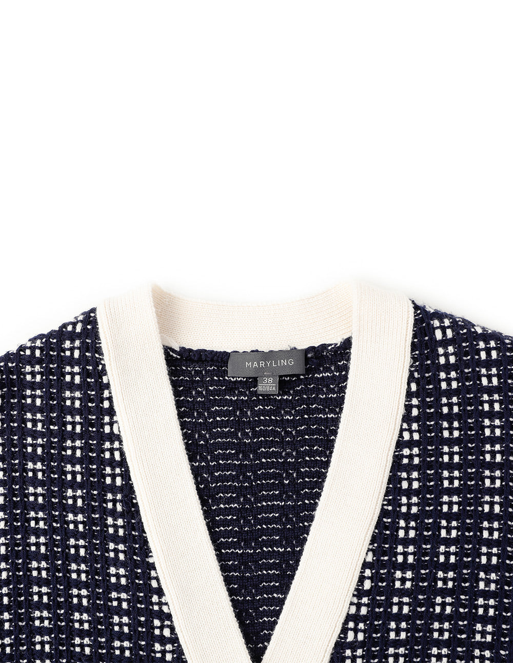 MARYLING Blue And White Contrast Knitted Cardigan