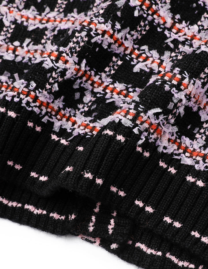 MARYLING Tweed Check Pattern Knit Skirt