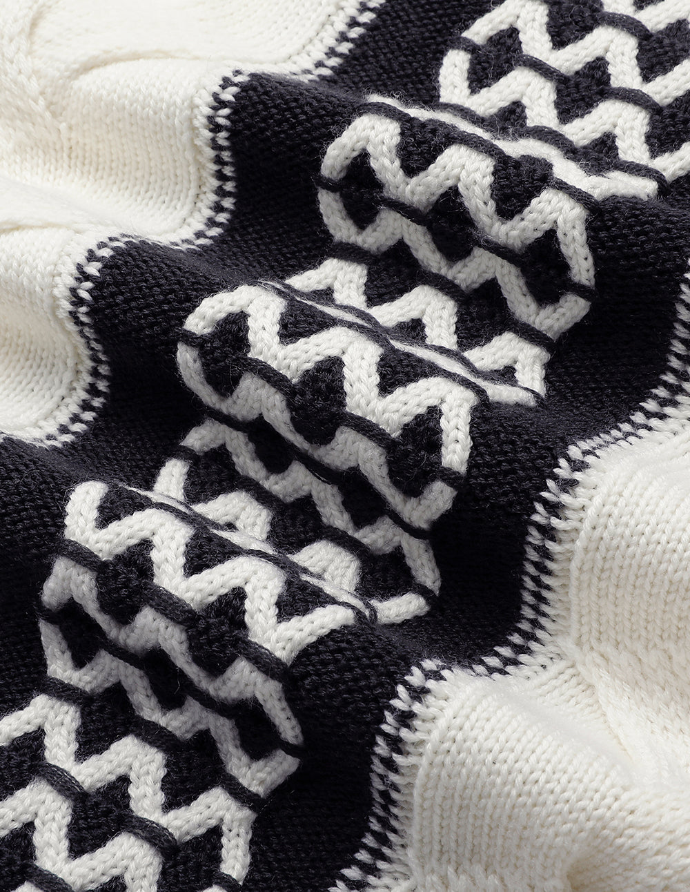 MARYLING Shirt Collar Black And White Knit Woven Cardigan