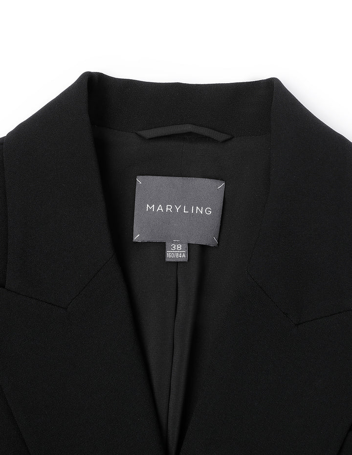 MARYLING Classic Black Flip Collar Double-Breasted Suit
