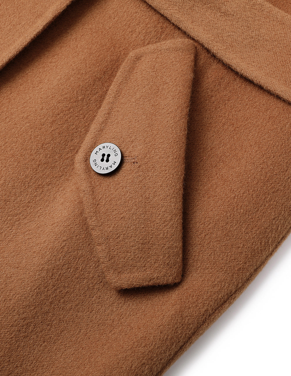 MARYLING Caramel Suit Collar Trench Coat Long Coat