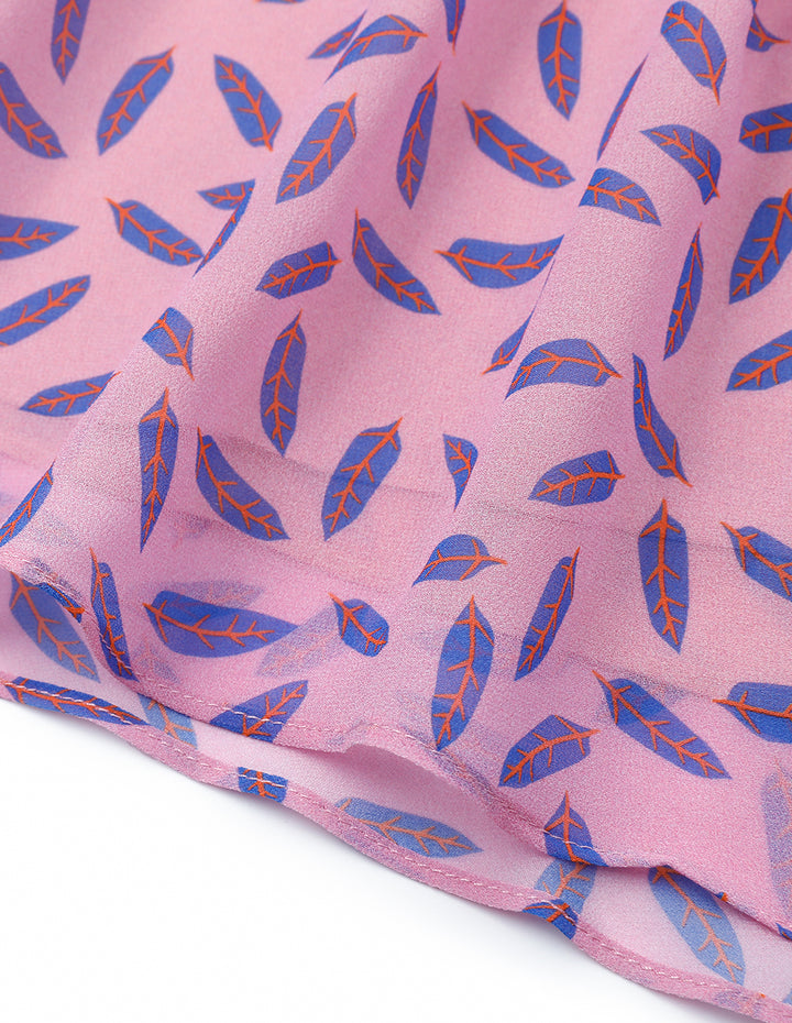 MARYLING Dreamy Pink Ruffle Side Printed Skirt