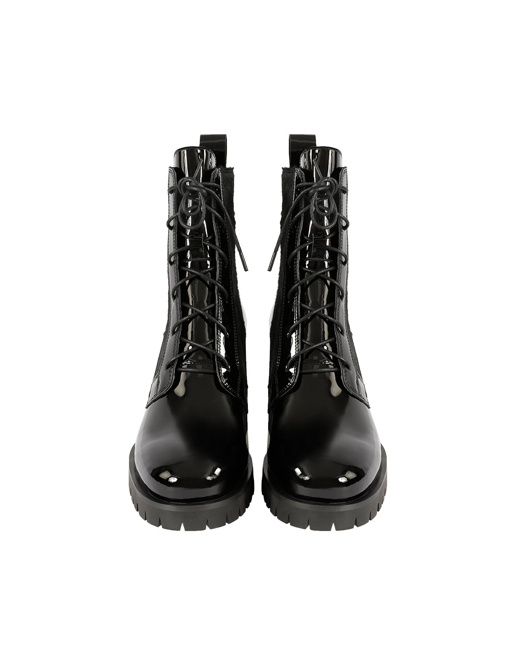 MARYLING PATENT TEXTURED LACE-UP BOOTS