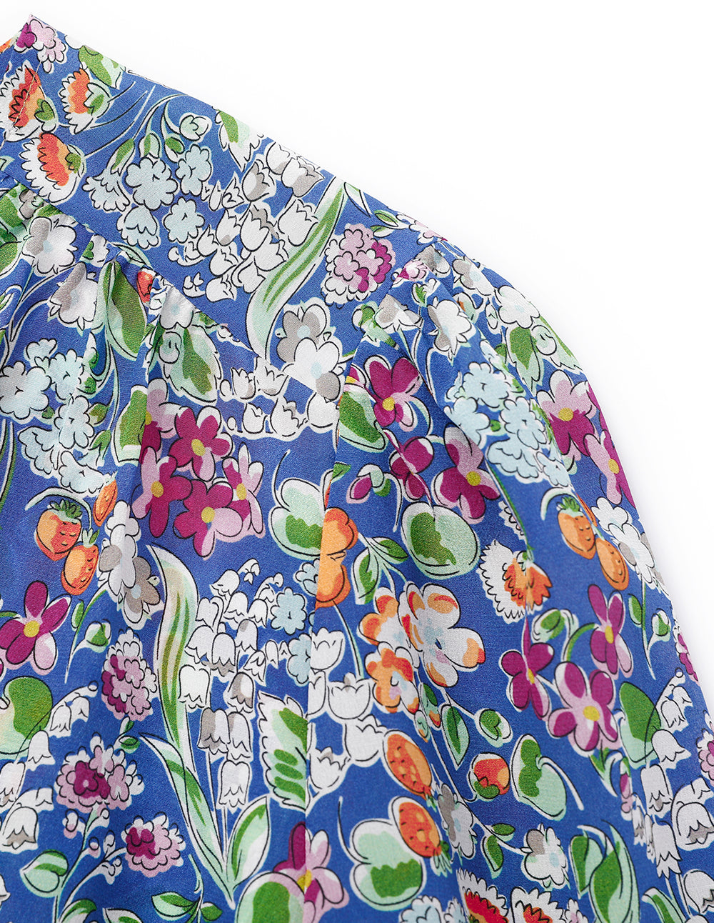 MARYLING Colourful underwater garden V-neck long-sleeved silk top