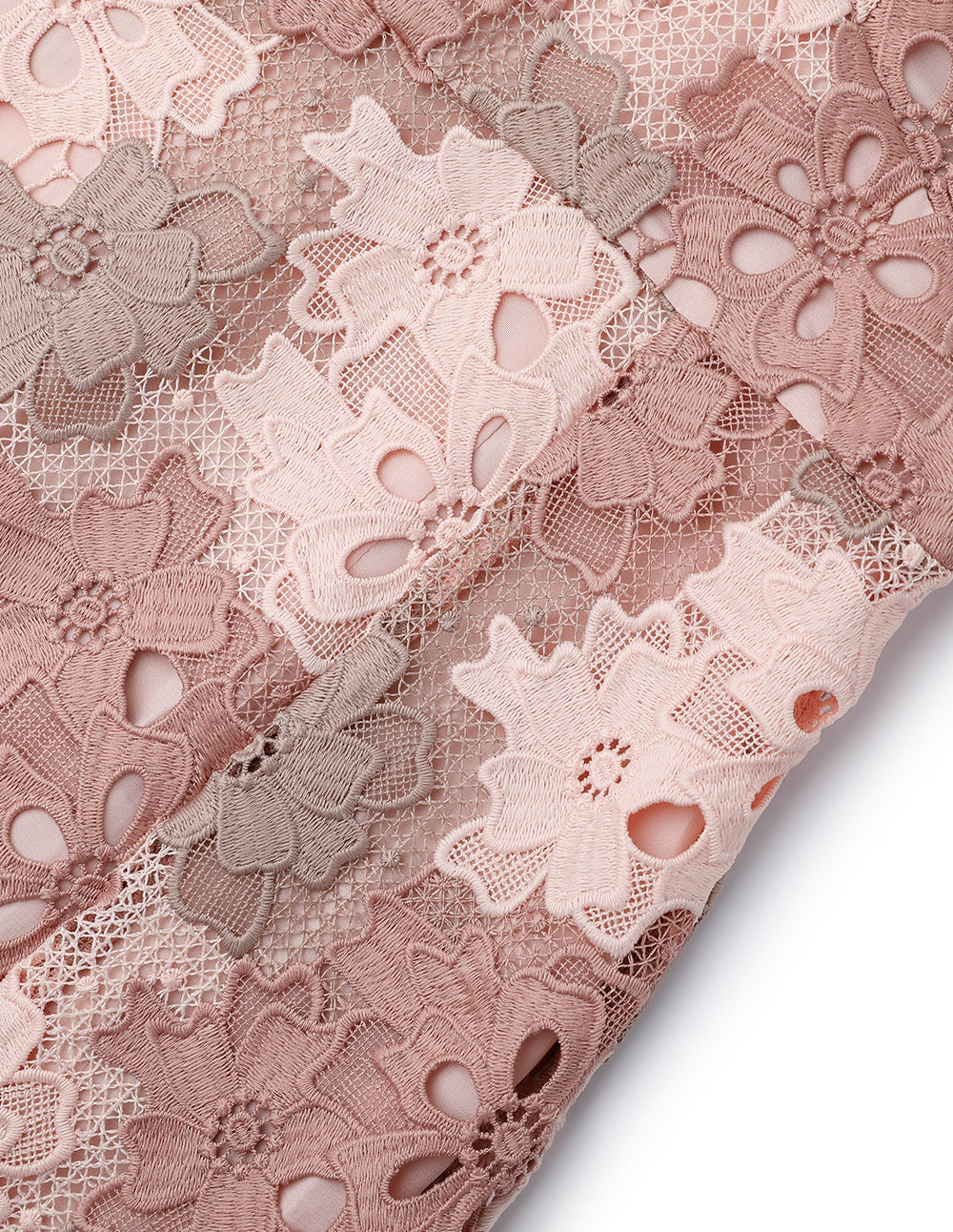 MARYLING Pink V-Neck Fishtail Slit Lace Dress