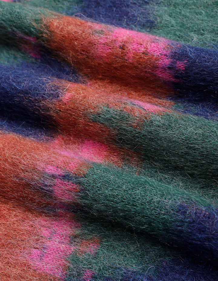 MARYLING Blue Graffiti Mixed Color Knitted Sweater