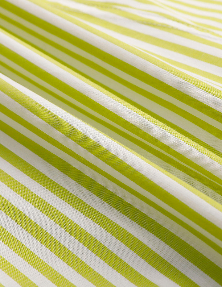 MARYLING Yellow And White Striped Lapel Blouse