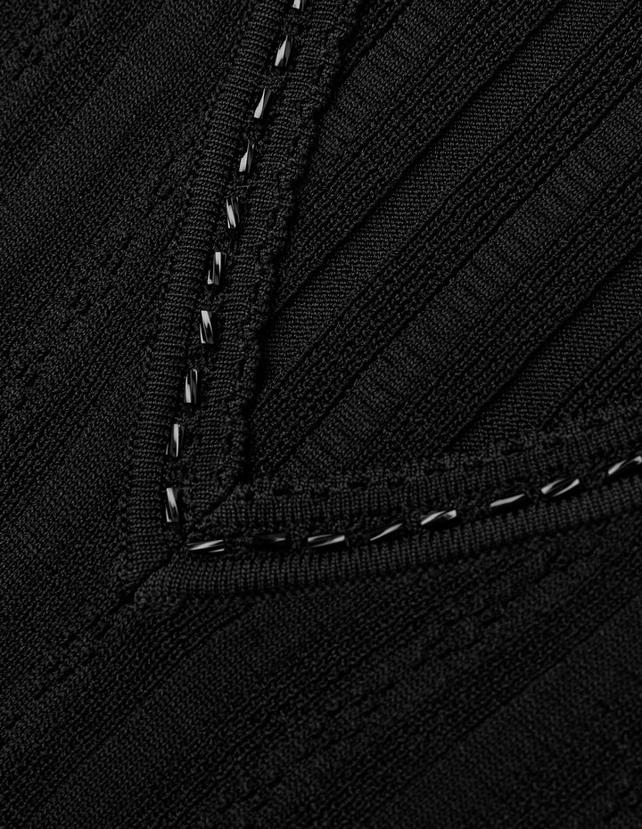 MARYLING V-Neck Vest Hollow Pattern Knitted Dress