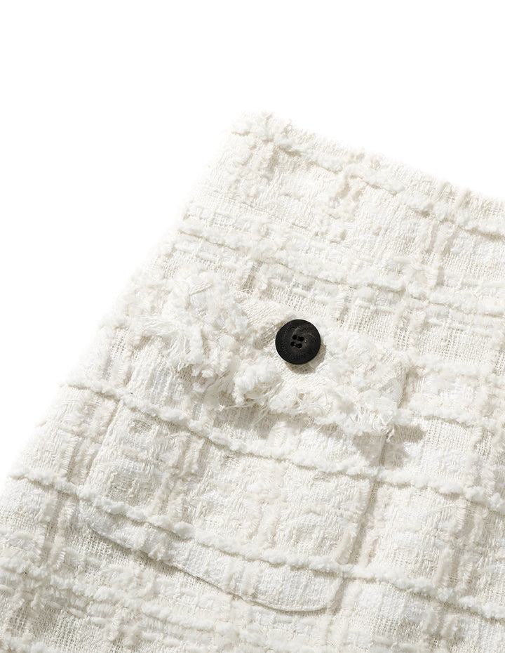 MARYLING Off-white tassel multi-pocket mini skirt