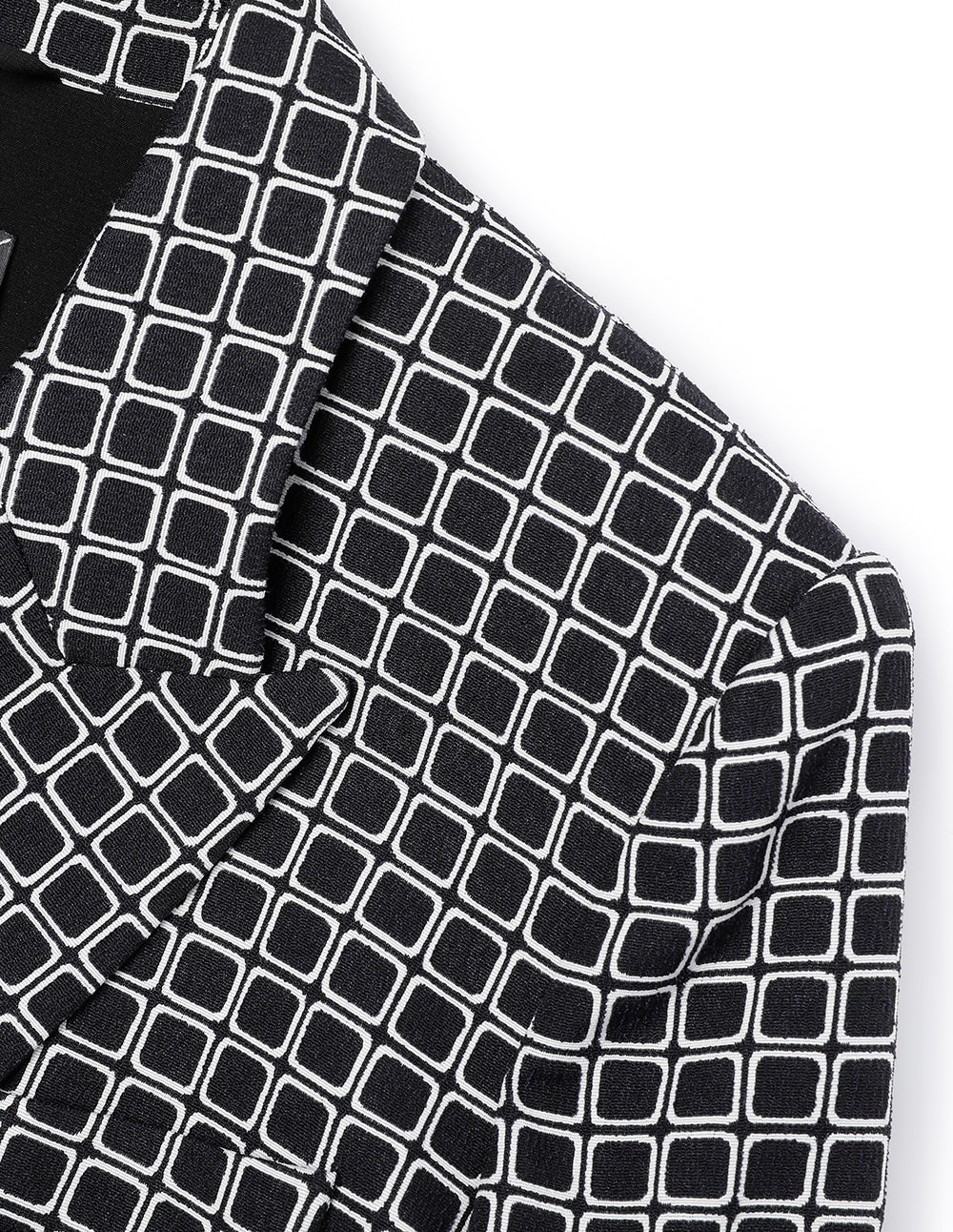 MARYLING Black And White Plaid Retro Cropped Blazer