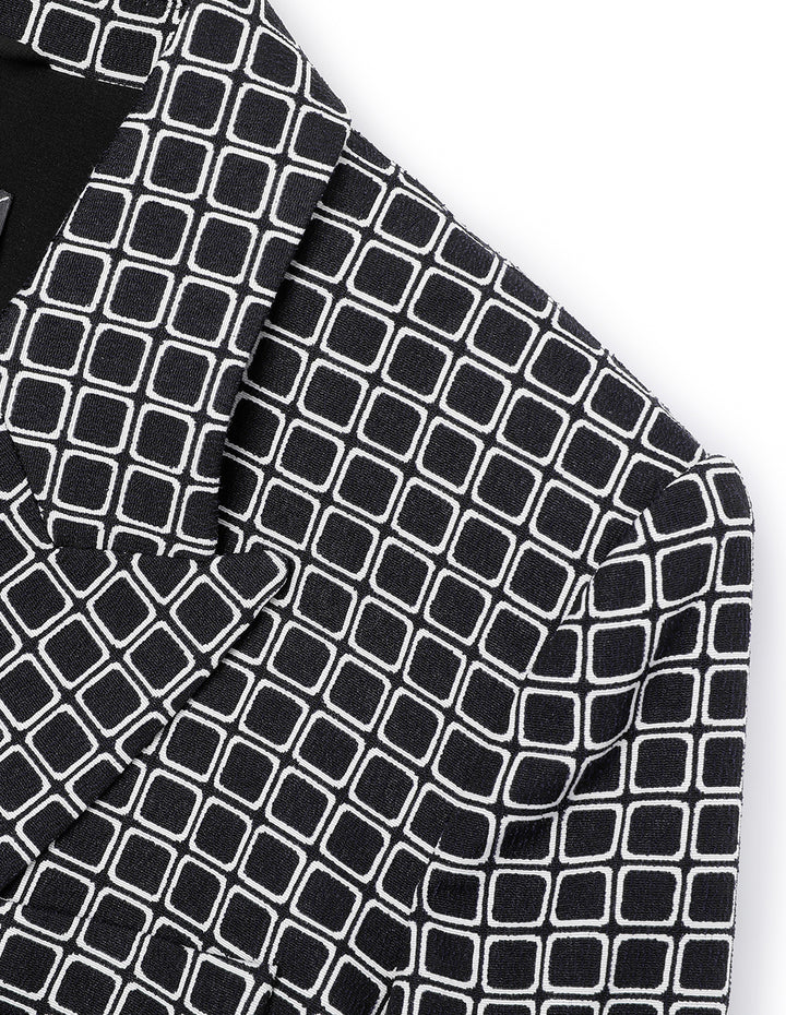 MARYLING Black And White Plaid Retro Cropped Blazer