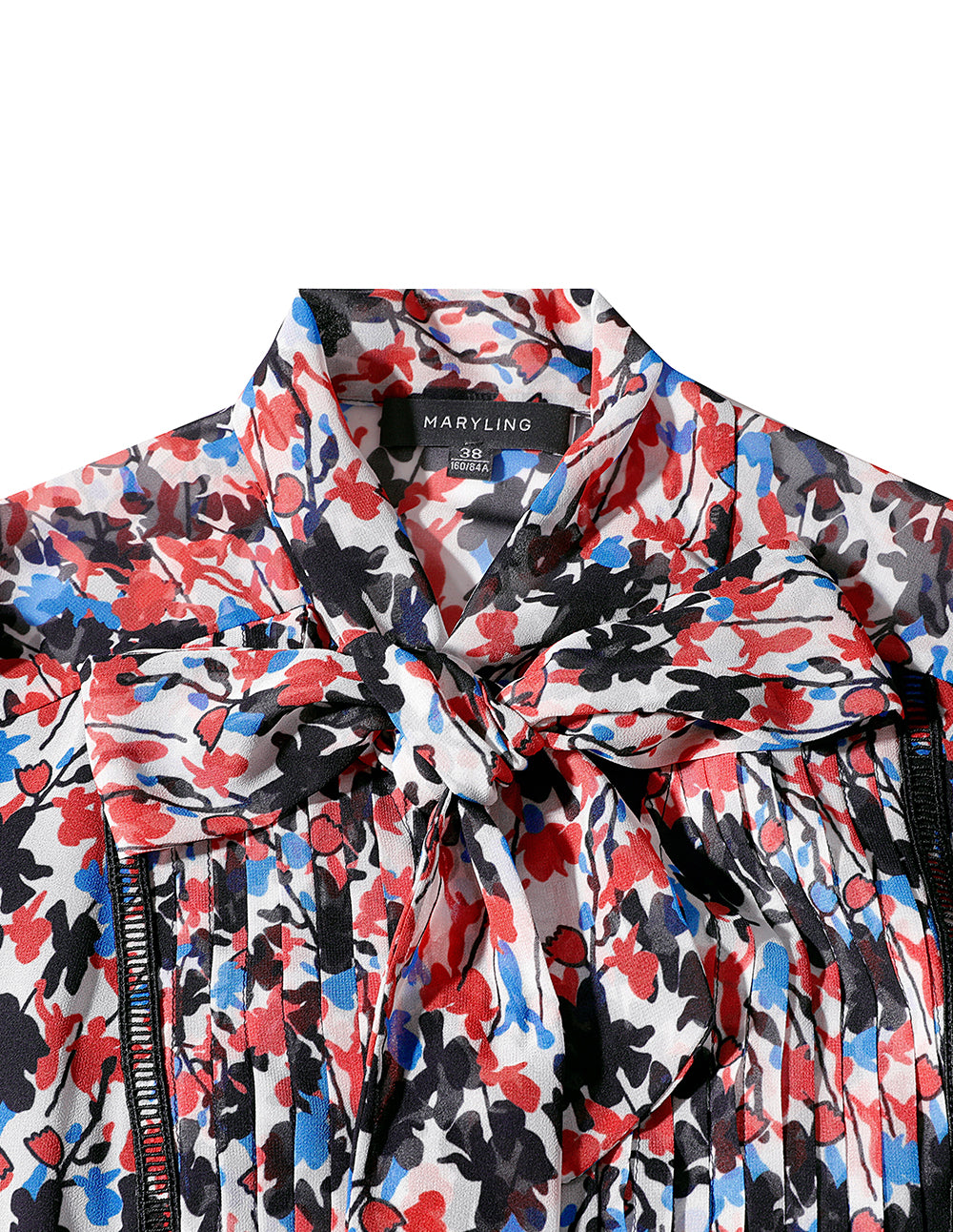 MARYLING V-Neck Tie Puffed Sleeves Print Dress