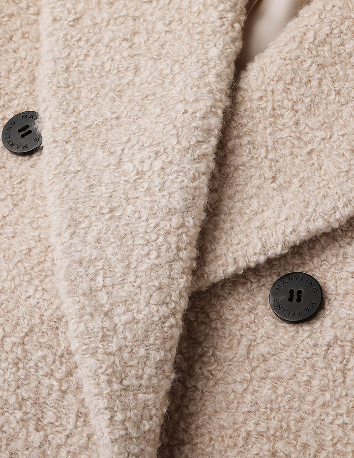 MARYLING beige large lapel long cocoon type dropped shoulder coat