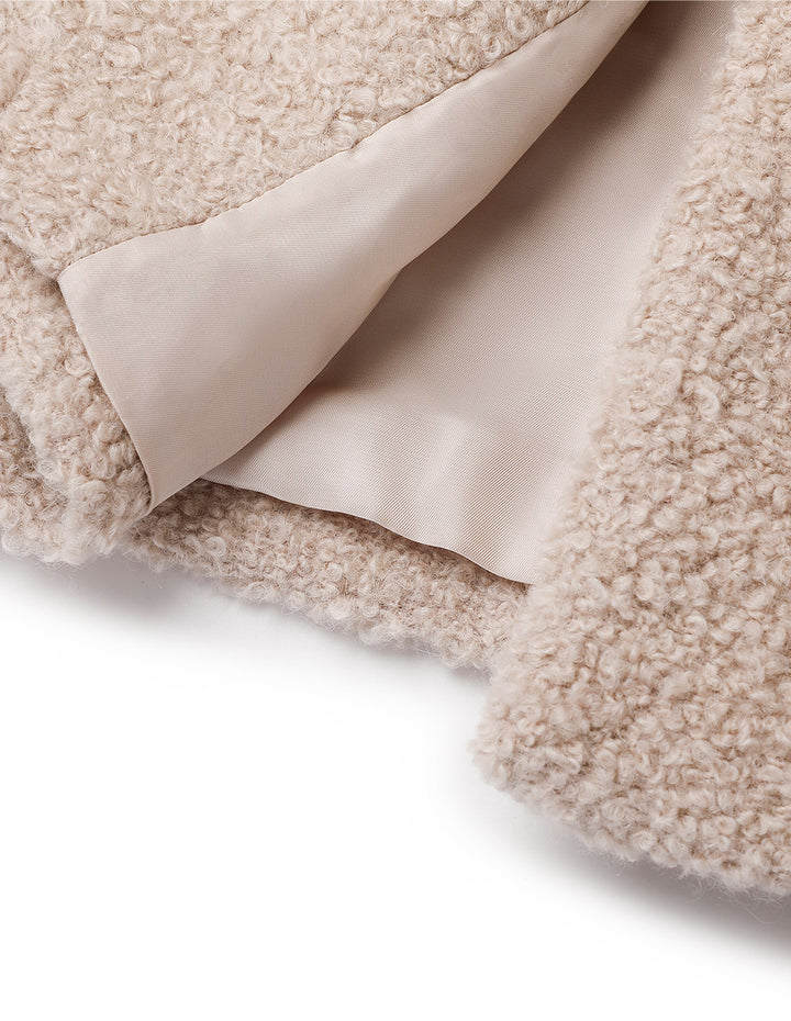 MARYLING beige large lapel long cocoon type dropped shoulder coat