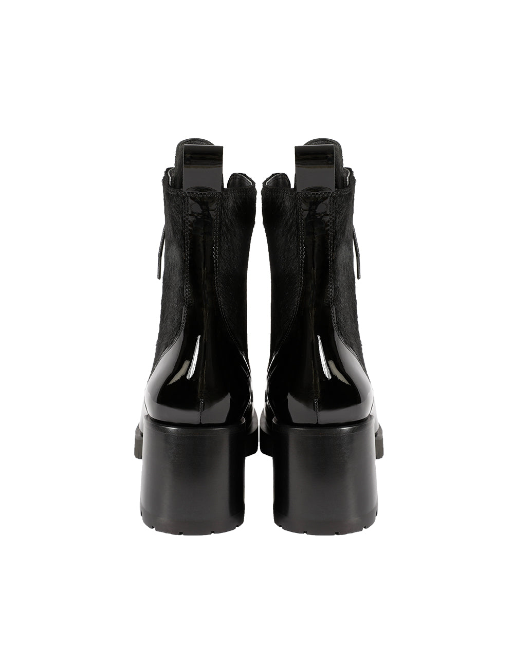 MARYLING PATENT TEXTURED LACE-UP BOOTS