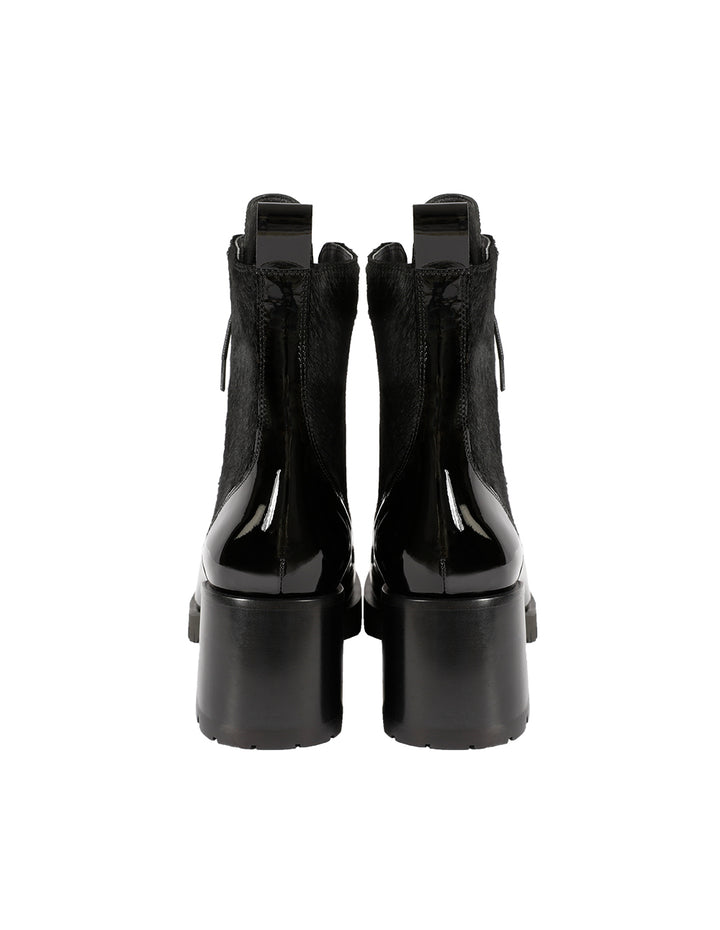 MARYLING PATENT TEXTURED LACE-UP BOOTS
