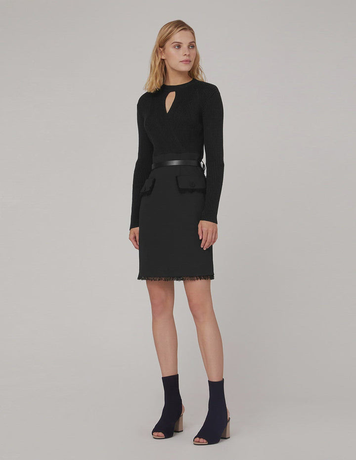MARYLING Cut-Out V-Neck Knit Spliced Dress