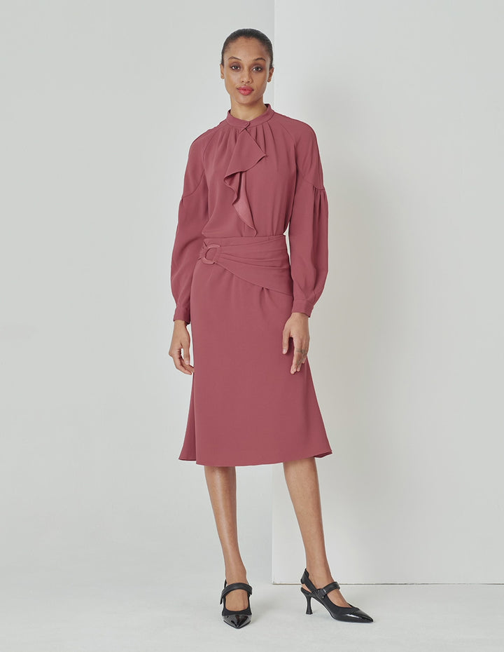 MARYLING Red Cut Bias Fishtail Skirt