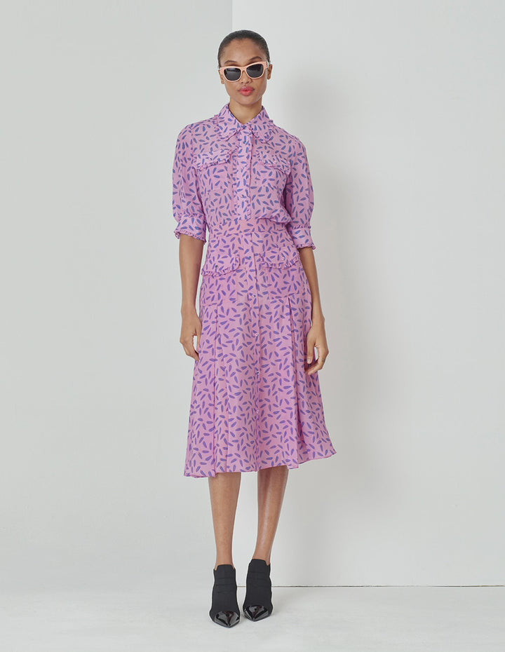 MARYLING Dreamy Pink Ruffle Side Printed Skirt