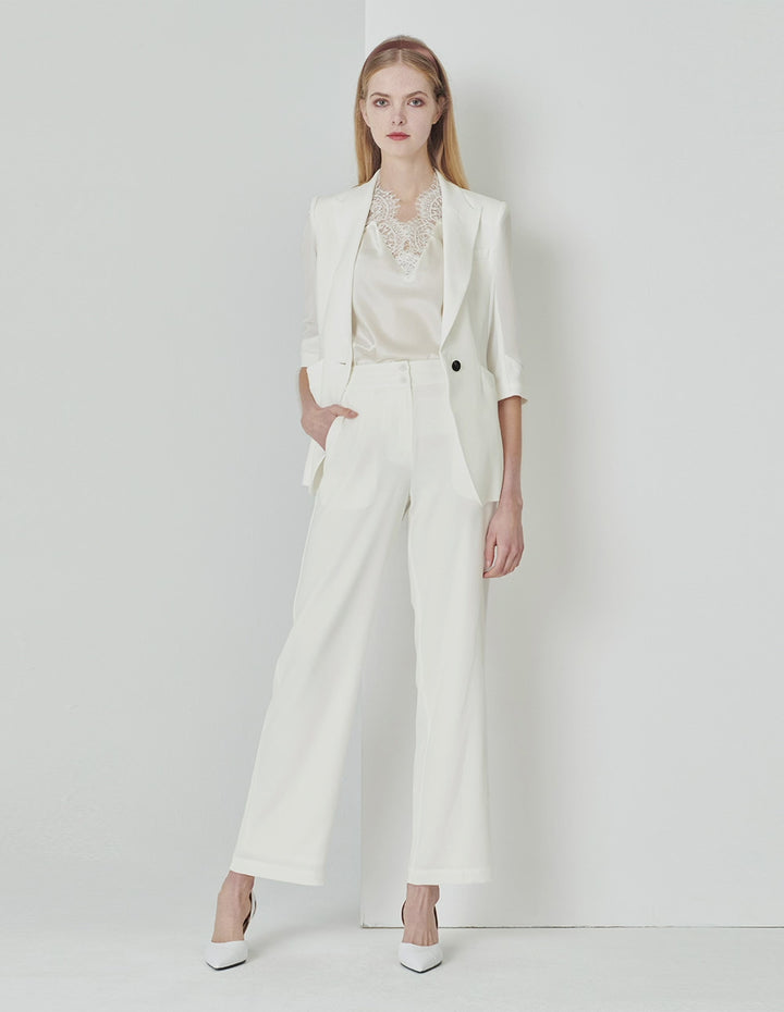 MARYLING High-End Ivory White Straight Suit Pants