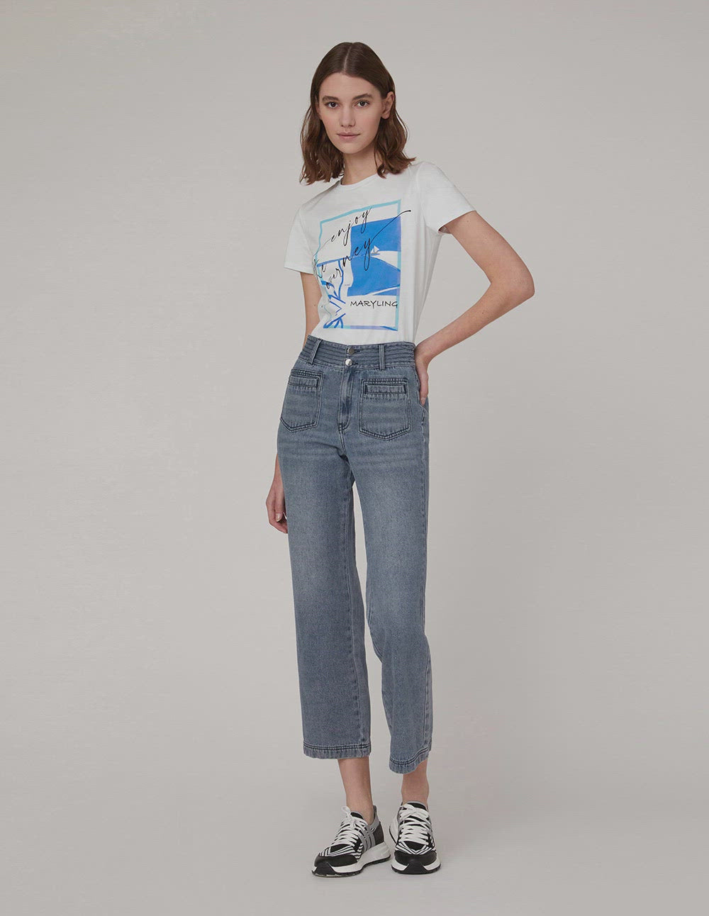 MARYLING Classic round neck logo short sleeve t-shirt