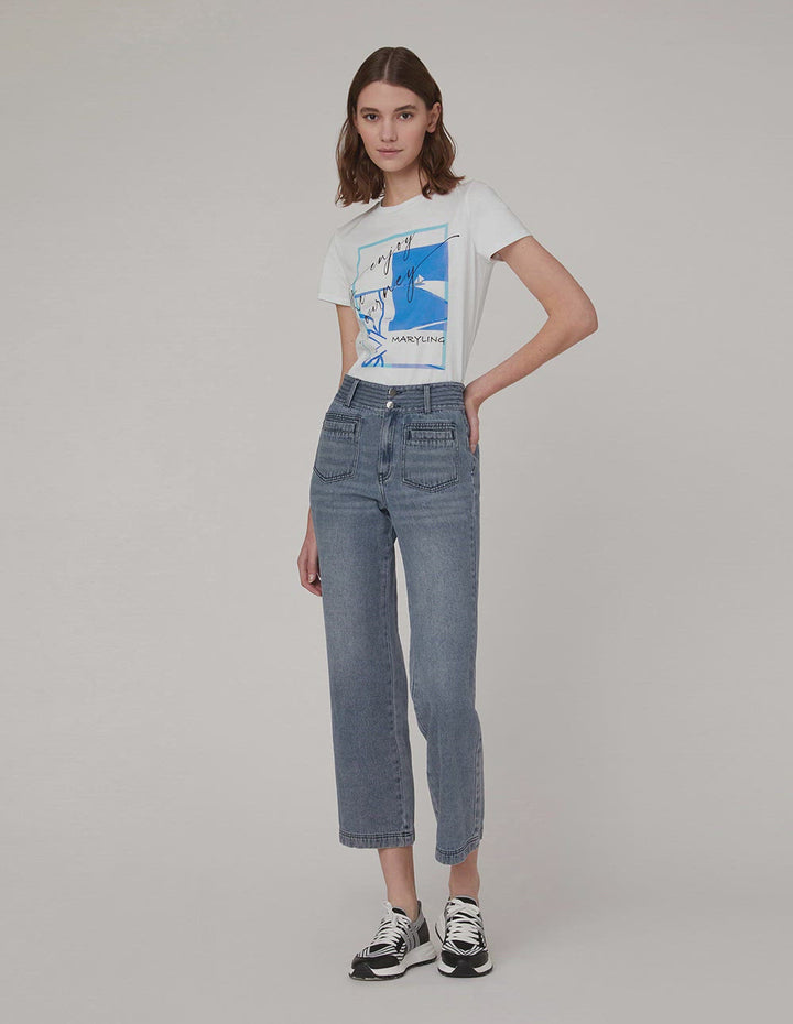 MARYLING Classic round neck logo short sleeve t-shirt