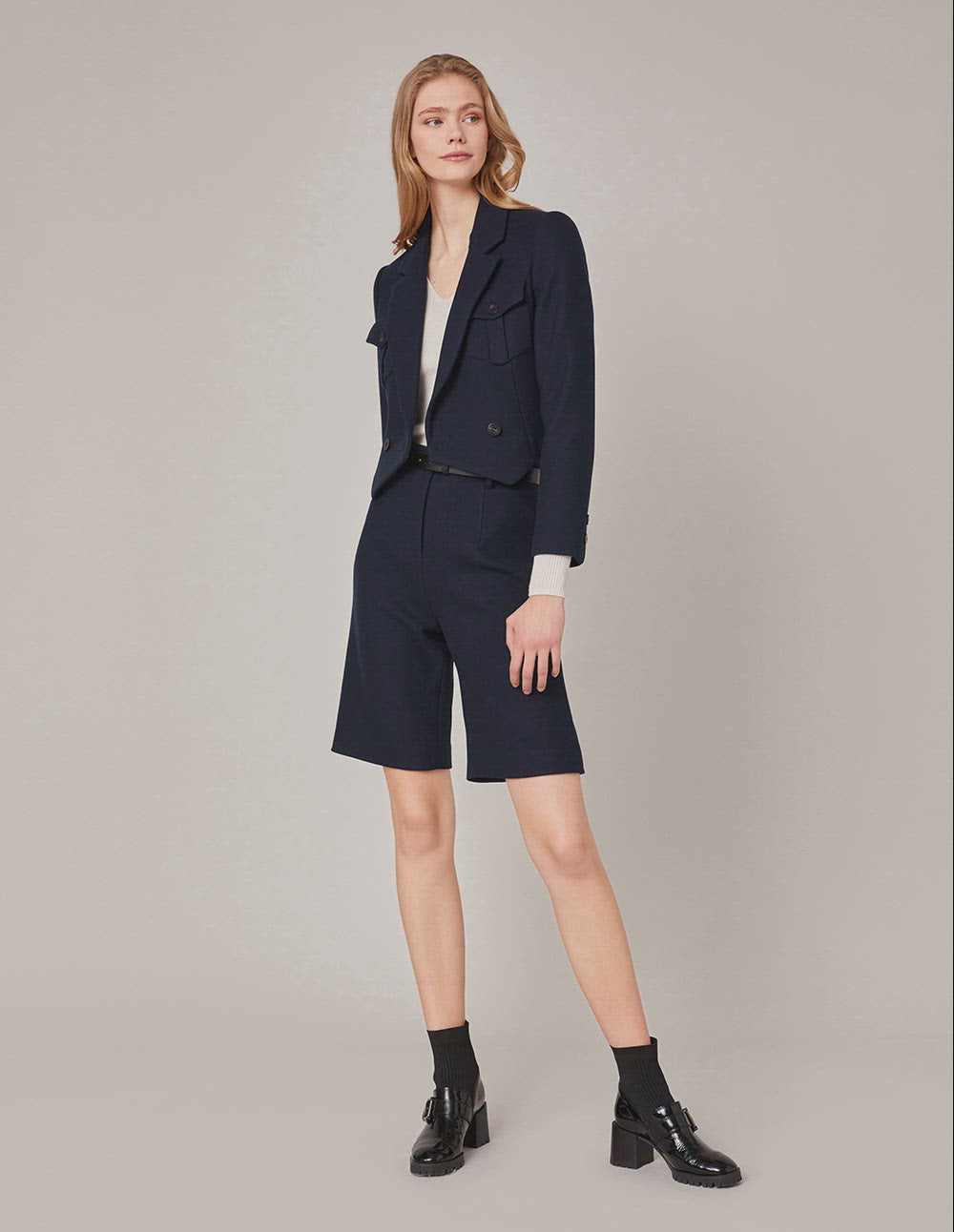 MARYLING DARK BLUE BERMUDA SHORTS