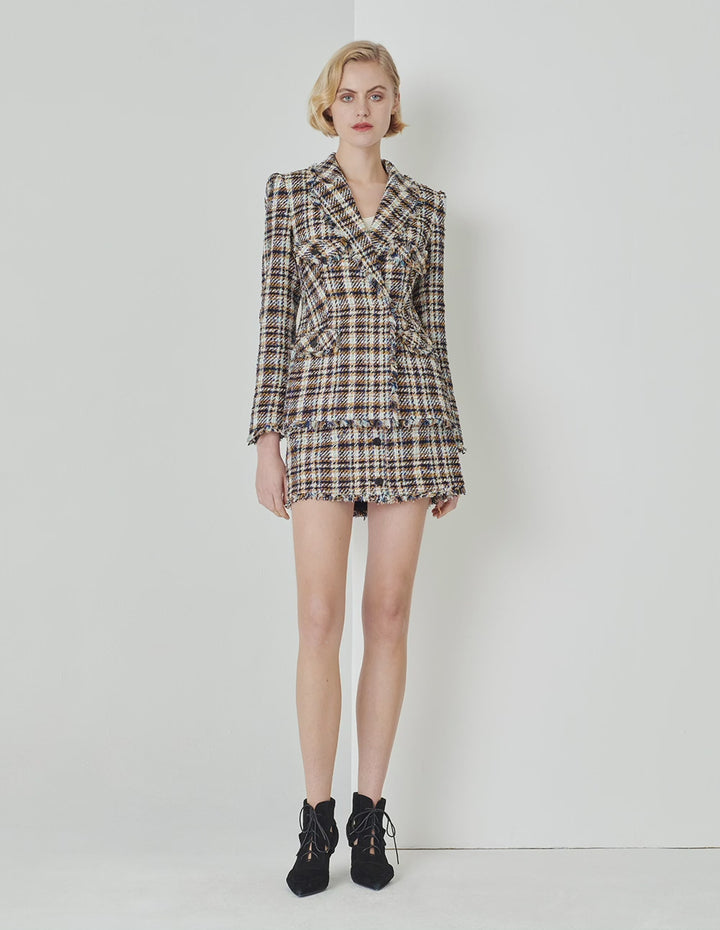 MARYLING Tweed A-Line With Tassel Mini Skirt