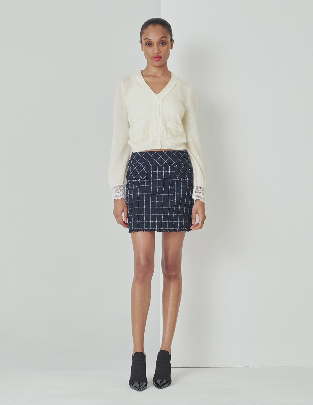 MARYLING Beige V-Neck Knitted Cardigan